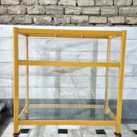 ویترین مغازه شیشه ای فلزی چرخ دار استند نو ارزان