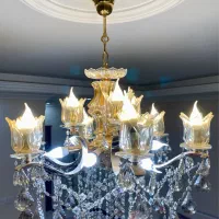 لوستر کریستالی ۱۵ شعله سالم در حدنو|لوستر و چراغ آویز|تهران, تهرانسر شمالی|دیوار