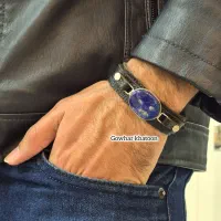 دستبند چرمی مردانه (سنگ طبیعی)
