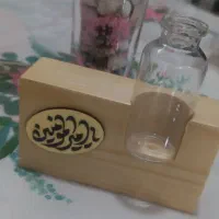 گلدان چوبی و شیشه دار