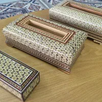 جعبه دستمال خاتم کاری|صنایع دستی و سایر لوازم تزئینی|اصفهان, تخت فولاد|دیوار