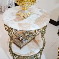 2 جفت میز خاطره برنز وزن سنگین با سنگ مرمر