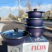 سرویس قابلمه و تابه 8 پارچه فیلون طرح چدن گرانیت|ظروف پختوپز|قم, ولیعصر|دیوار