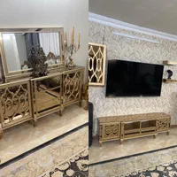 میزتیوی با شلف و باکس و اینه کنسول و ساعت اینه ای|بوفه، ویترین، کنسول|ری, دولت‌آباد|دیوار