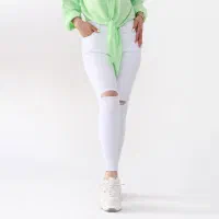 شلوار سفید زاپدار نو