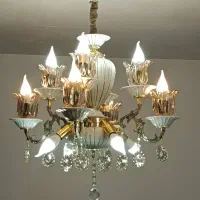 لوستر چینی برنز راه راه ۸شاخه ۱۲شعله