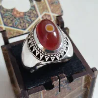 انگشتر عقیق باباقوری تک خال سرخ
