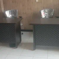 میز کار ترکیب ام دی اف و لمسه به همراه صندلی چرم