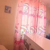 پرده و رو تختی کودک صورتی