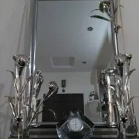 آئینه و شمعدان کار شده با نقره