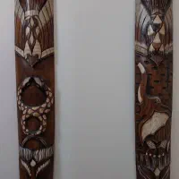 دو عدد ماسک چوبی دست‌ساز تزئینی