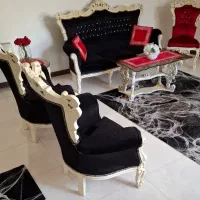ست مبلمان سلطنتی و ناهار خوری و میز تلویزیون وساعت