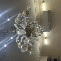 لوستر کریستال خارجی ۶ شاخه با چراغ خواب و کنترل