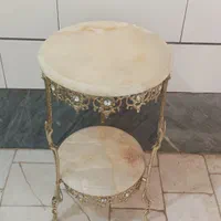 میز تلفن دو طبقه برنز میز برنجی