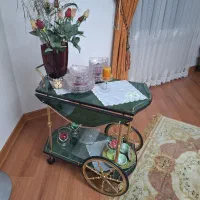 میز بار دوطبقه چرخدار یشمی