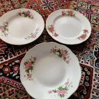 بشقاب  و خورش خوری چینی گل سرخی