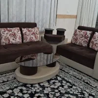 مبل۵نفره کاور پارچه ای و میز و عسلی|مبلمان خانگی و میز عسلی|خمینیشهر, |دیوار