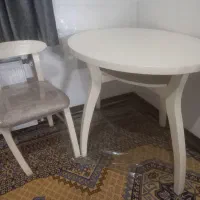 میز بیضی تمام چوب دوطبقه