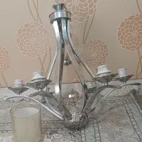 لوستر فلزی ۶ شاخه طلایی با گوی الماسی