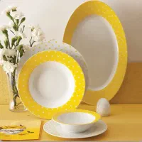 سرویس چینی زرین ۲۸پارچه مدل اسپاتی زرد درجه عالی