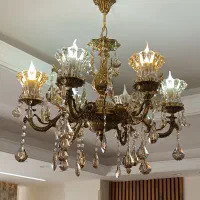 لوستر برنج 6شاخه|لوستر و چراغ آویز|ملایر, |دیوار