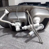 سینک ظرفشوئی دو قلو استیل به همراه شیر آب|مصالح و تجهیزات ساختمان|تهران, قصر فیروزه ۱|دیوار