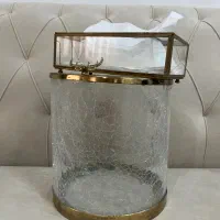 جای دستمال کاغذی شیشه ای با سطل شیشه ای