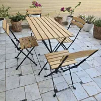 سرویس میز صندلی تاشو جمع شو چوب و فلز کافه رستوران