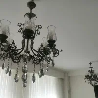 لوستر برنز زیتونی ،استیل سلیور و گلد|لوستر و چراغ آویز|تبریز, |دیوار