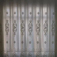 پرده حریر  ترگ سه گل برجسته