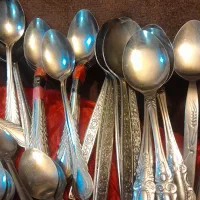 قاشق  نقره وچنگال استیل ژاپن قدیمی