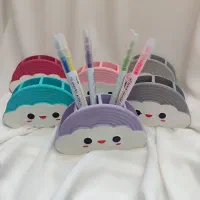 لوازم تحریر/ جامدادی رومیزی طرح ابر و رنگین کمان