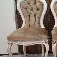 صندلی چوبی منبت پارچه مخمل