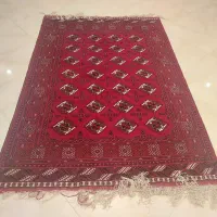 قالیچه دستی چله ابریشم ترکمن قرمز رنگ|فرش|مشهد, شهرآرا|دیوار