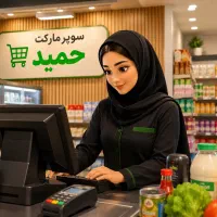 صندوق دار خانم شیفت صبح در سوپرمارکت