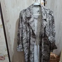 شومیز پلنگی  مدل ۴ دکمه  با کمربند  سایز ۴۰ تا ۴۶