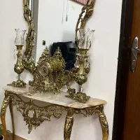 آیینه کنسول شعمدانی ساعت برنز اصل