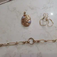 پلاک اوا دستبند زنجیری و گوشواره قلبی|جواهرات|همدان, |دیوار