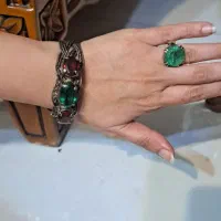 دستبند و انگشتر نقره اصلی قدیمی کهنه و عتیقه