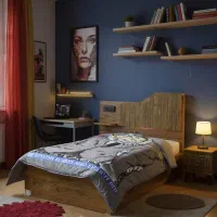 تخت چراغدار مجهز به جا موبایلی وپاتختی با رنگبندی