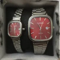ساعت کاسیو اولدمانی استیل سیلور صفحه زرشکی Casio