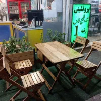 میز صندلی چوبی تاشو