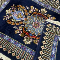 یک جفت پشتی دستبافت سرمه ای رنگ کاشان