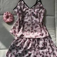 ست لباس خواب ساتن ست تاپ شلوارک ساتن|لباس|باغستان, |دیوار