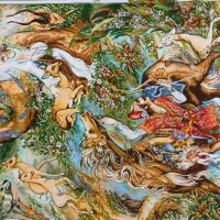 تابلو فرش دستبافت تبریز ضامن آهو|تابلو فرش|تبریز, |دیوار