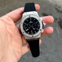 ساعت مردانه هابلوت کاسیو بند چرم و رابر تقویم دار