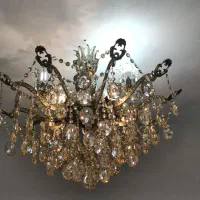 ست برنز لوستر دیوار کوب ساعت ایستاده و میز سه پایه