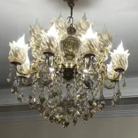 لوستر تمام برنجی ۱۶ شاخه ۲عدد