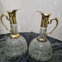 وسایل قدیمی انتیک تنگ و پیاله نقاشی و سماور برنجی