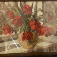 تابلو نقاشی همراه با قاب چوبی سایز 45*41/5